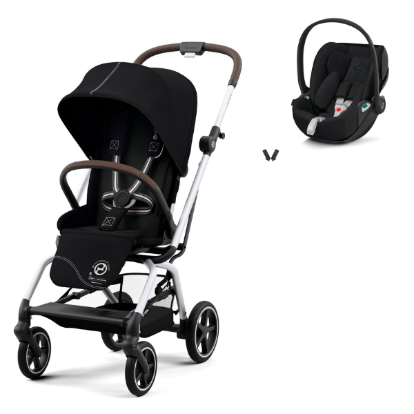 Poussette Cybex Eezy S Twist PLUS 2 - Châssis Silver/ Siège Moon Black + Coque Auto Cloud Z2 i-Size - Deep Black (2022)