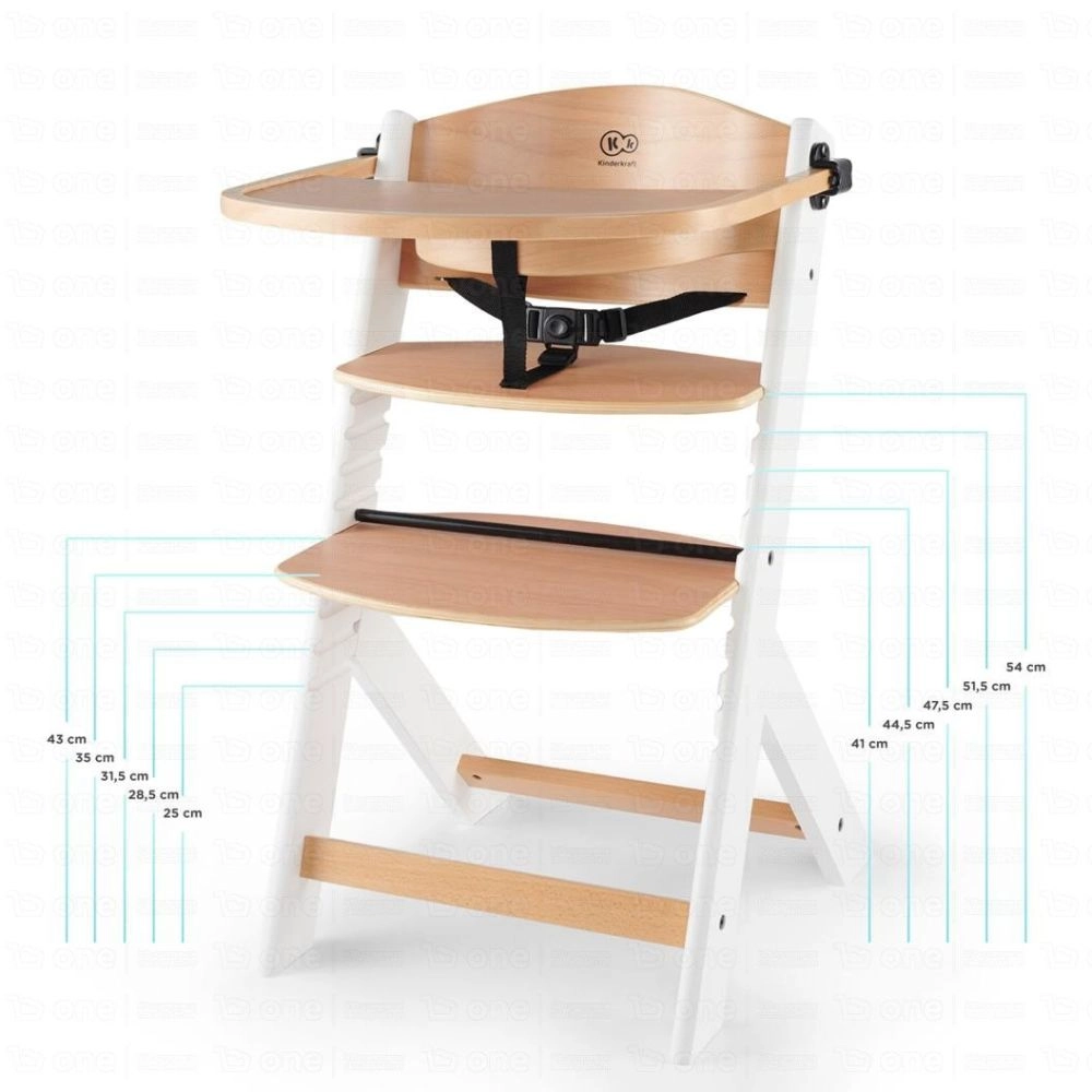 Chaise haute ENOCK - Kinderkraft - bois/blanc