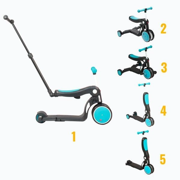 Scootizz,draisienne évolutive 5 en 1 avec barre de poussée adulte - Or