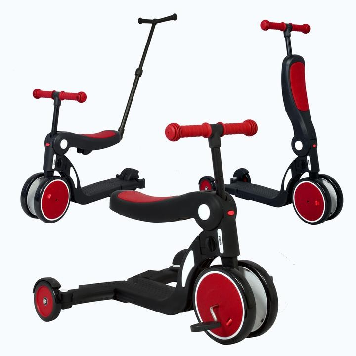 Scootizz,draisienne évolutive 5 en 1 avec barre de poussée adulte - Rouge