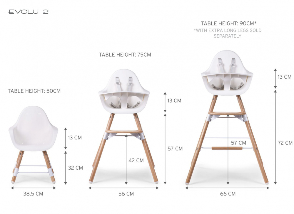 Chaise Haute Childhome Evolu 2 - Naturel/Blanc