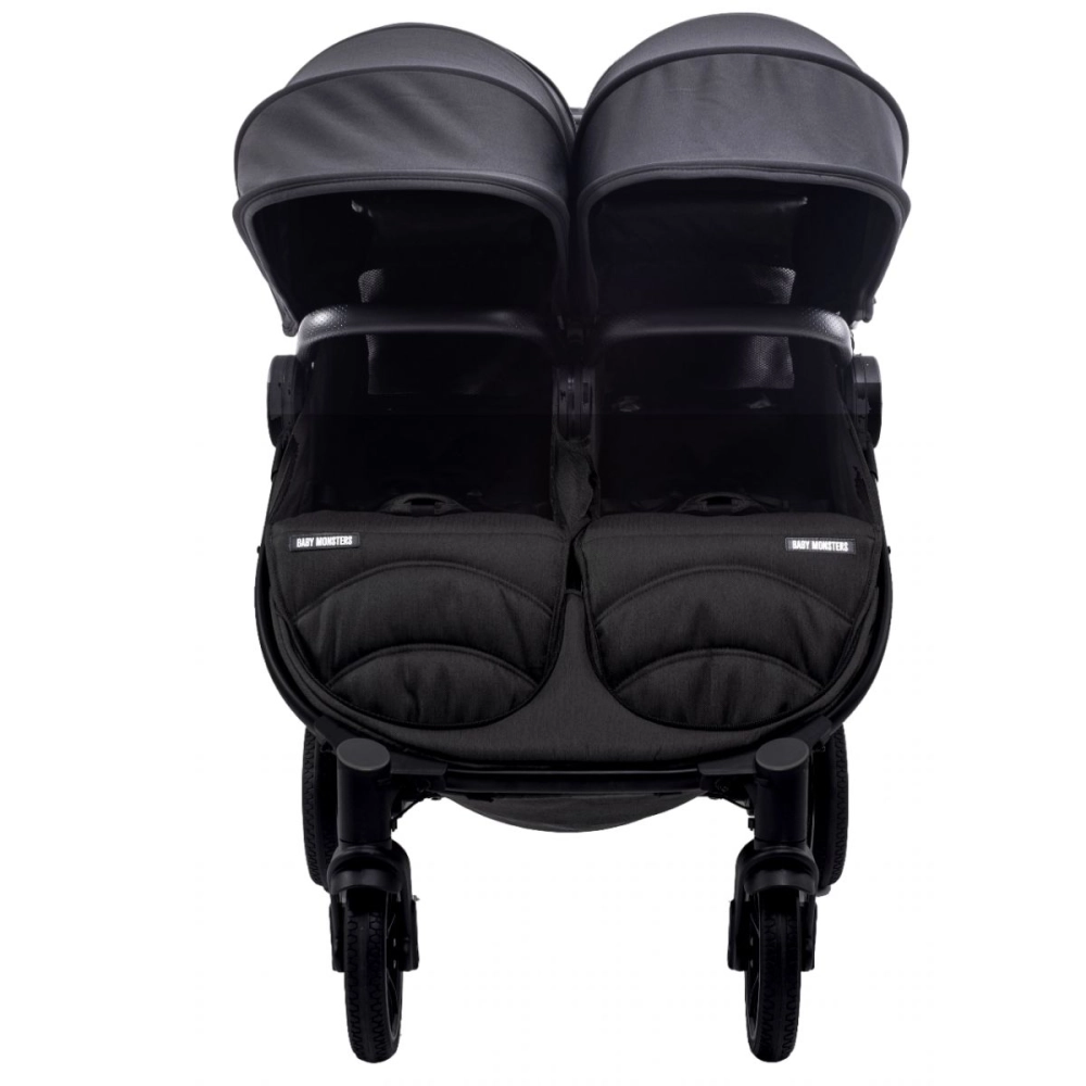 Poussette Double Baby Monsters Easy Twin 4 - Châssis Noir/ Canopys Noir
