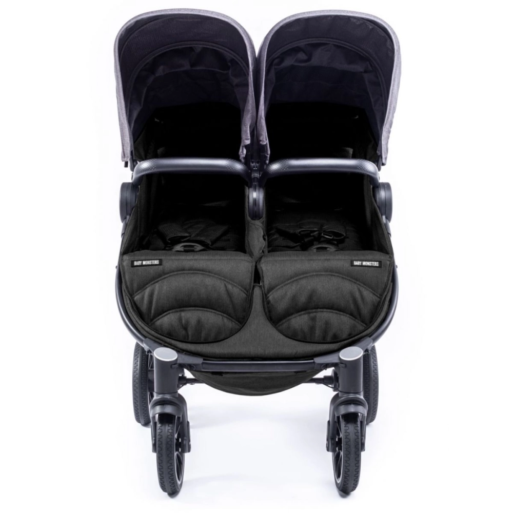 Poussette Double Baby Monsters Easy Twin 4 - Châssis Noir/ Canopys Texas
