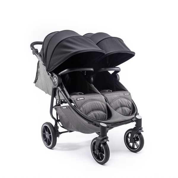 Poussette Double Baby Monsters Easy Twin 4 - Châssis Black + 2 Nacelles - Canopys Noir