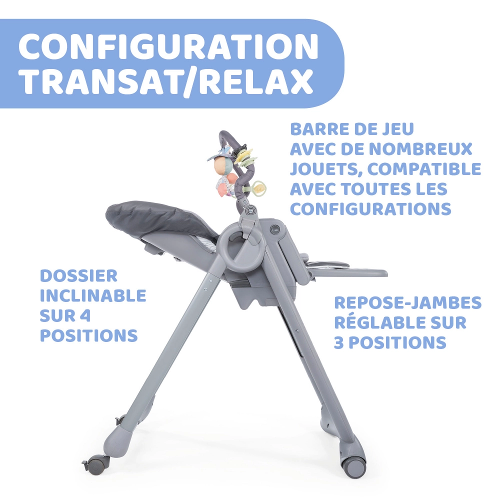 Chaise Haute Chicco Polly Magic Relax - Graphite