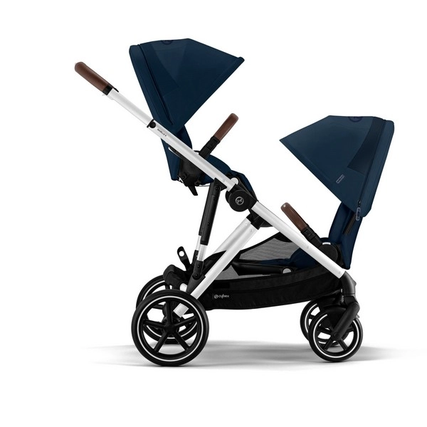 Poussette Double Cybex Gazelle S2 - Châssis Silver + Nacelles - Ocean Blue