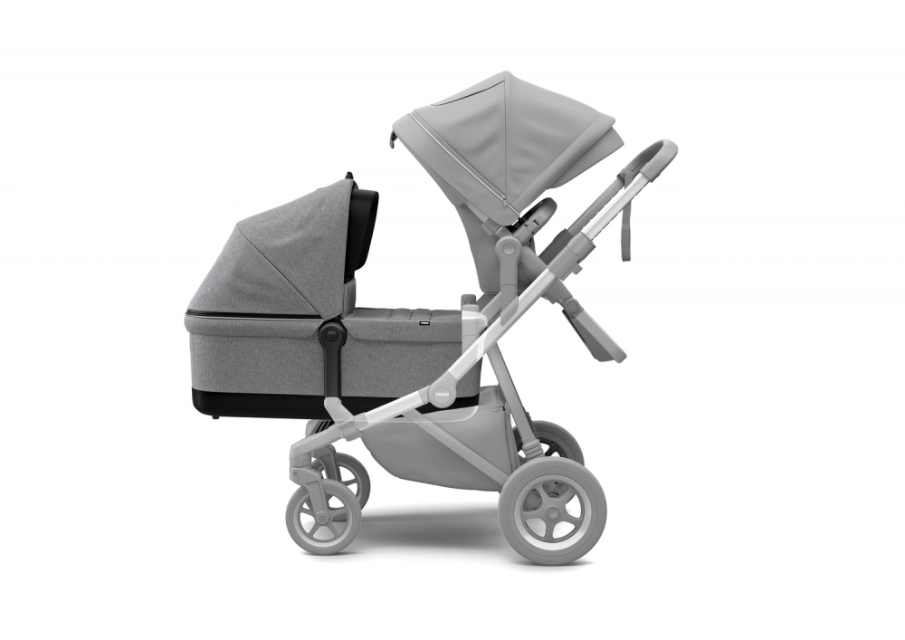 Poussette Thule Sleek - Châssis Silver + Nacelle - Grey Melange