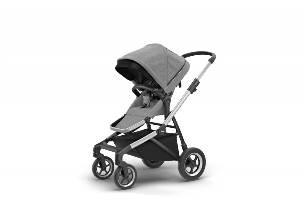Poussette Thule Sleek - Châssis Silver + Nacelle - Grey Melange
