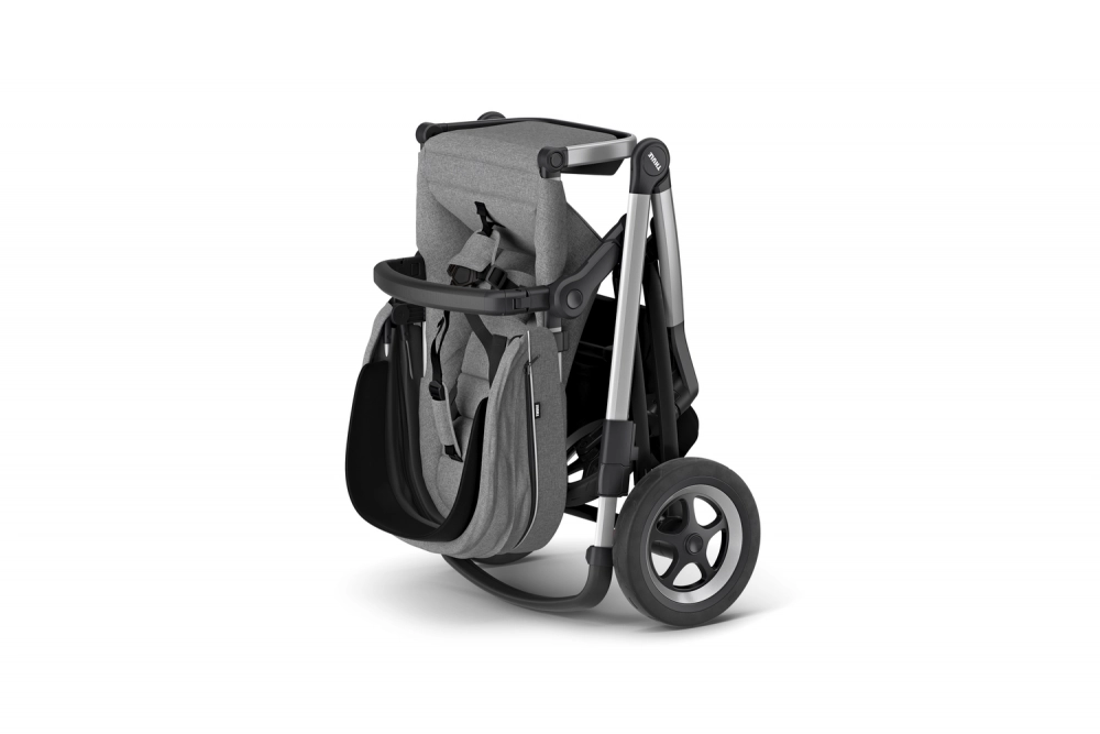 Poussette Thule Sleek - Châssis Silver + Nacelle - Grey Melange