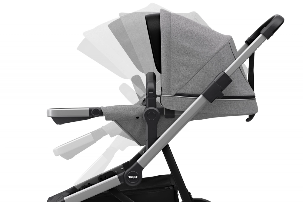 Poussette Thule Sleek - Châssis Silver + Nacelle - Grey Melange