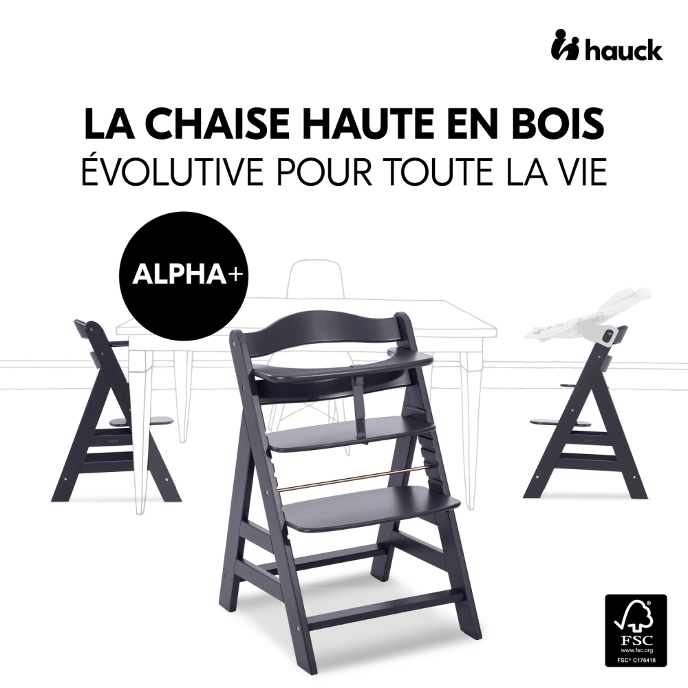 Chaise Haute Hauck Alpha+ - Dark Grey