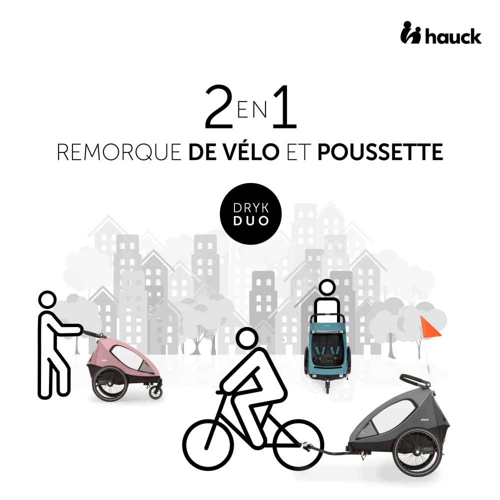 Remorque Vélo Hauck Dryk Duo - Grey