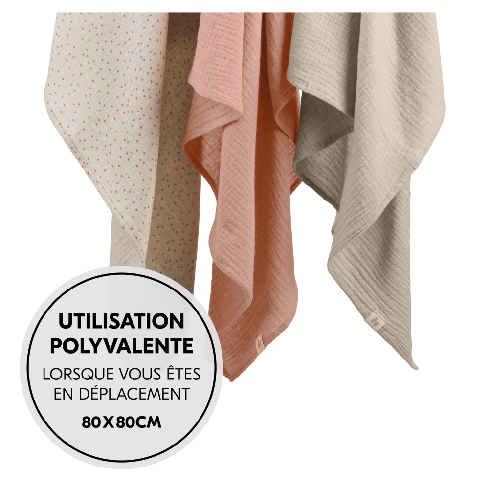 Lot 3 Langes Hauck Cuddle N Clean - Beige Dots/Cork/Beige