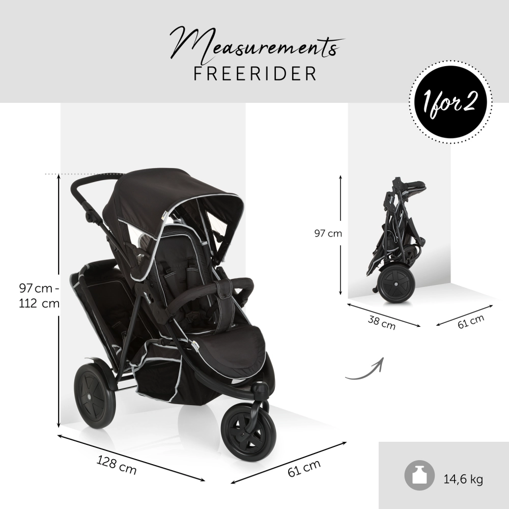 Poussette Double Hauck Freerider - Black