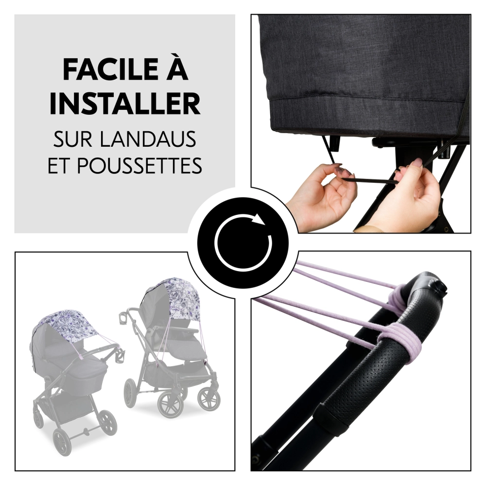 Pare soleil de poussette Pushchair Sunshade Floral Grey - Grey