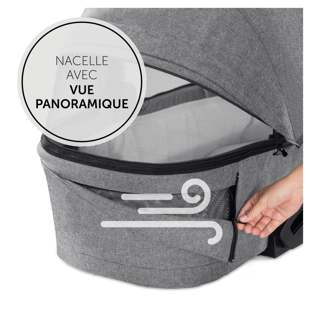 Poussette Hauck Vision X + Nacelle - Melange Grey