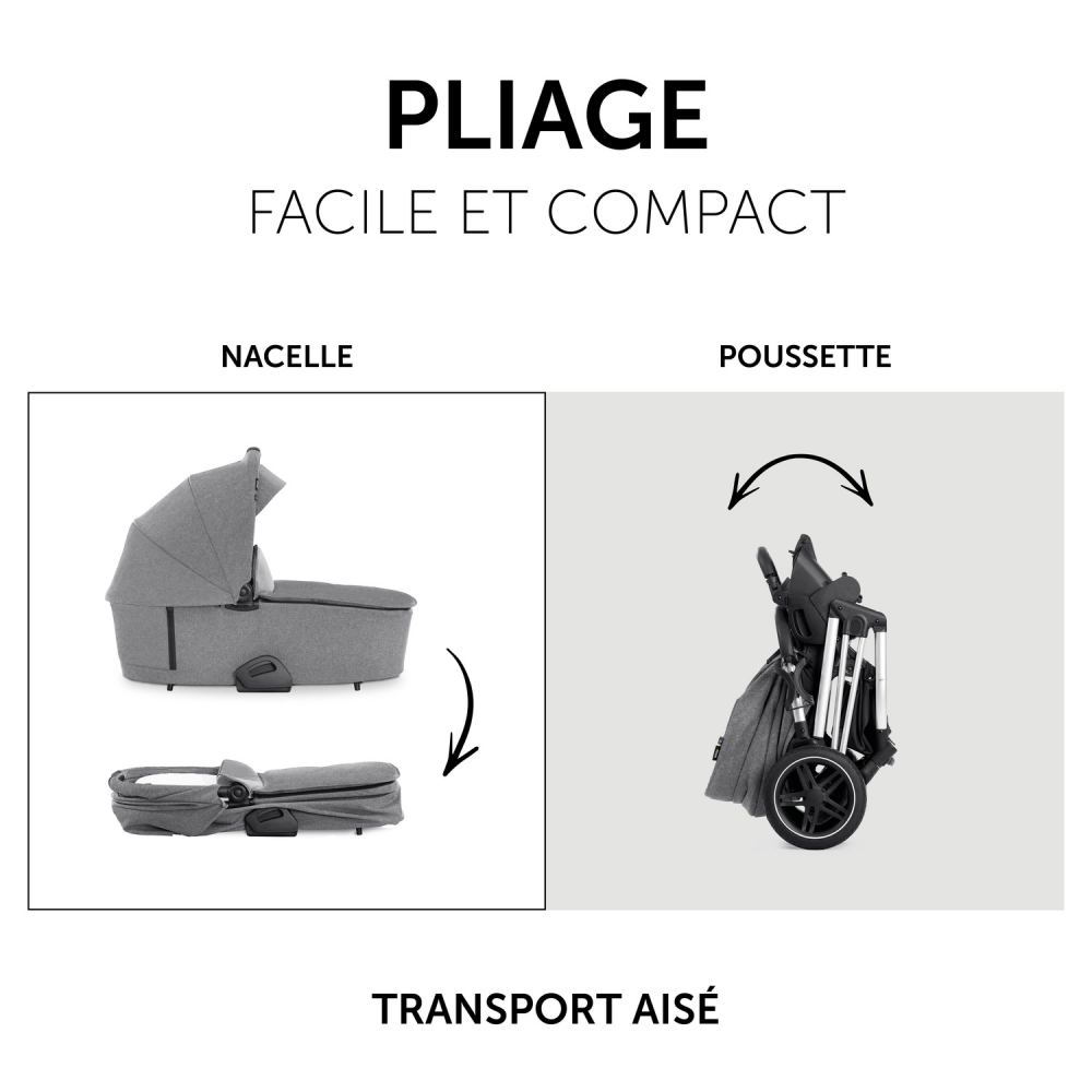 Poussette Hauck Vision X + Nacelle - Melange Grey