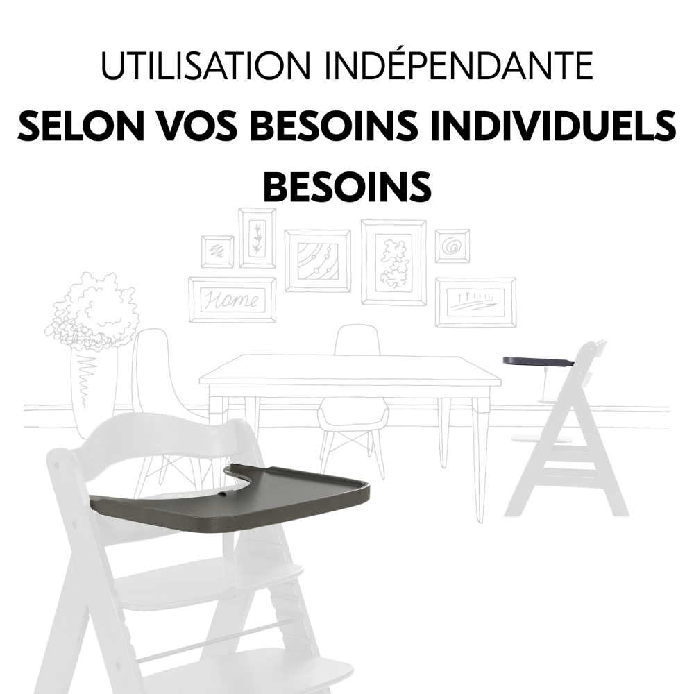 Plateau Repas Hauck Alpha Wooden - Charcoal