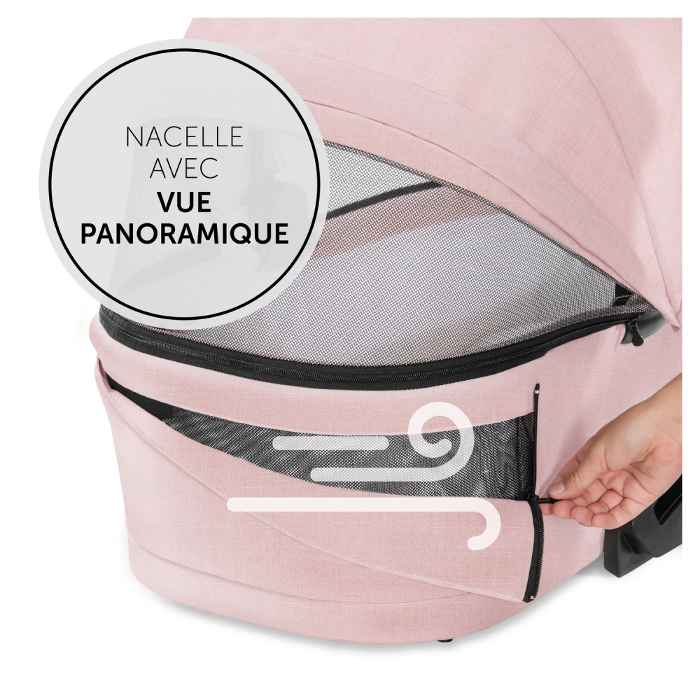 Poussette Hauck Vision X + Nacelle - Melange Rose