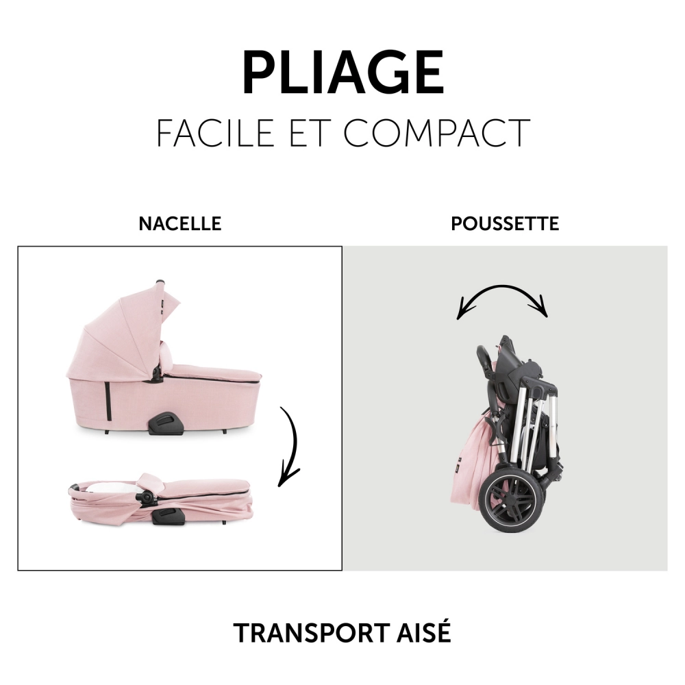 Poussette Hauck Vision X + Nacelle - Melange Rose