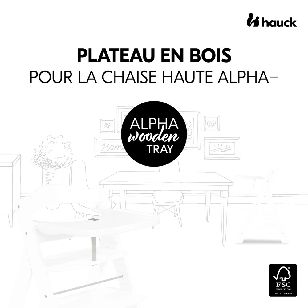 Plateau Repas Hauck Alpha Wooden - White