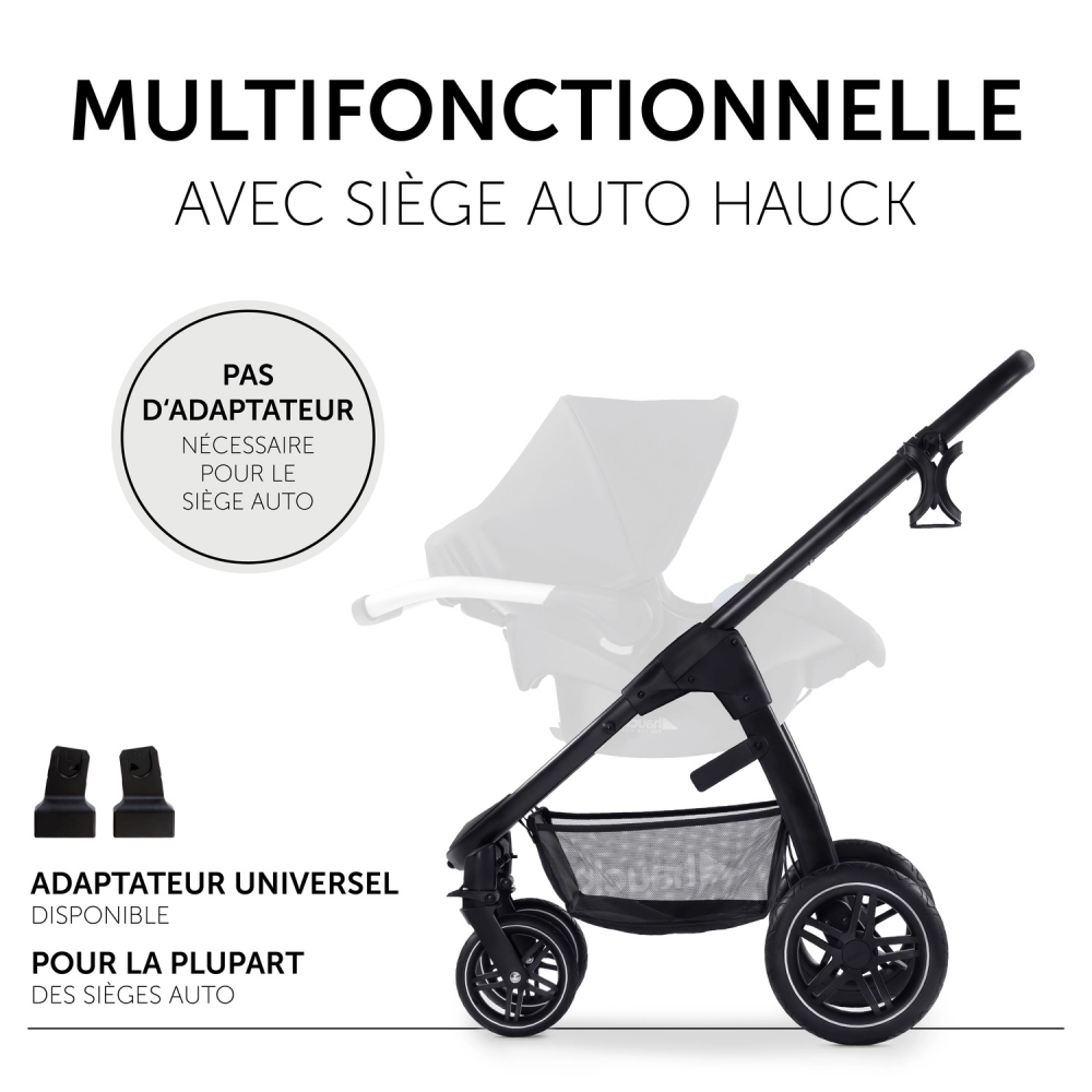 Poussette Hauck Saturn R + Nacelle - Melange Black