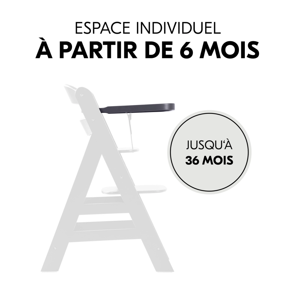 Plateau Repas Hauck Alpha Wooden - Dark Grey