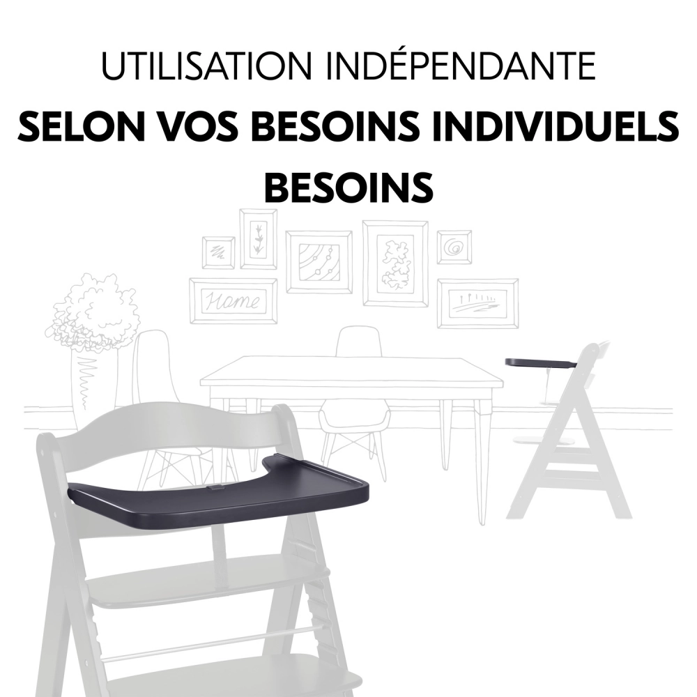 Plateau Repas Hauck Alpha Wooden - Dark Grey