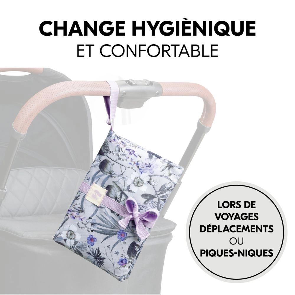 Pochette à langer avec matelas amovible Change N Walk Floral Grey - Grey