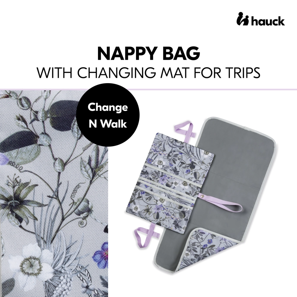 Pochette à langer avec matelas amovible Change N Walk Floral Grey - Grey
