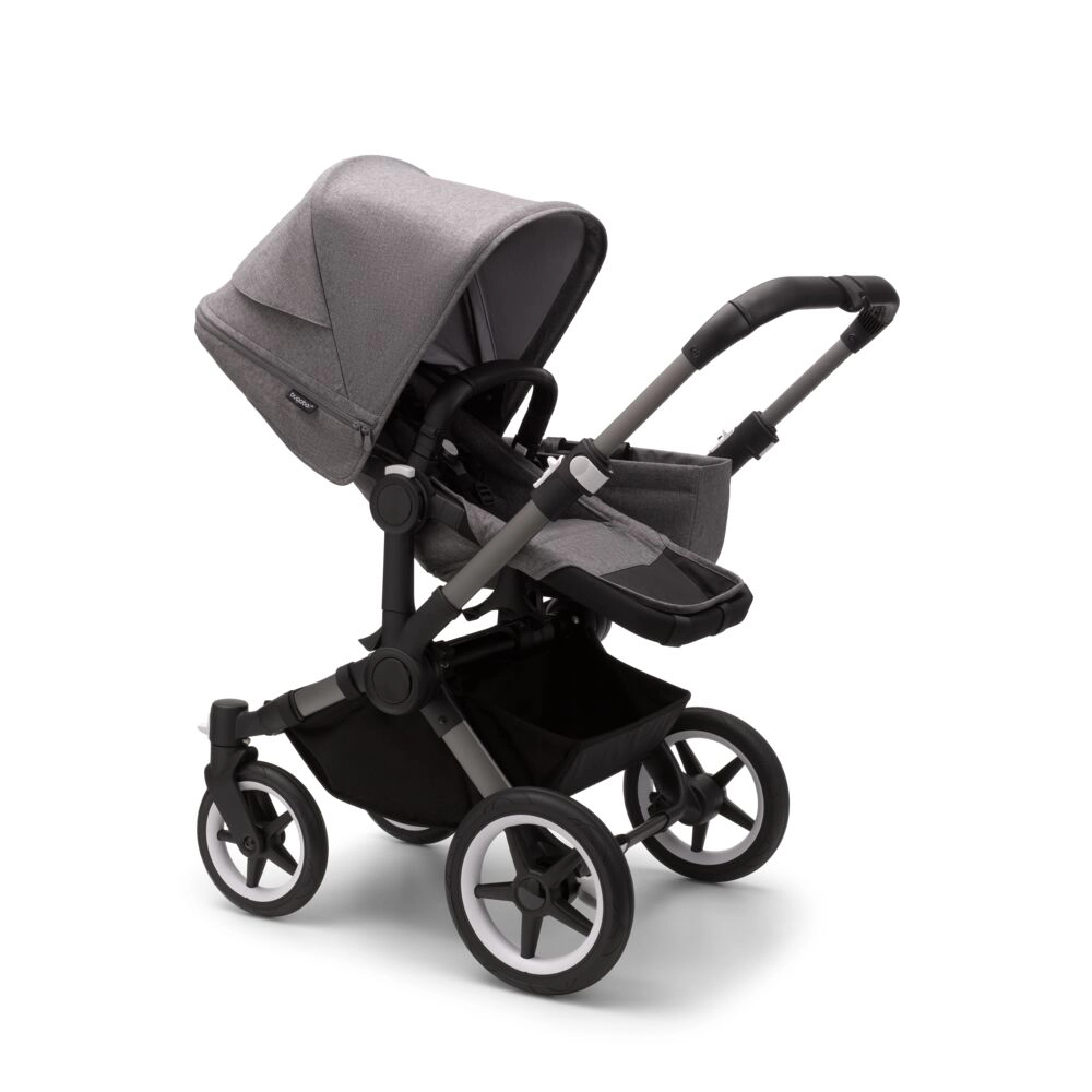 Poussette Bugaboo Donkey 5 Mono - Châssis Graphite + Nacelle - Gris Chiné