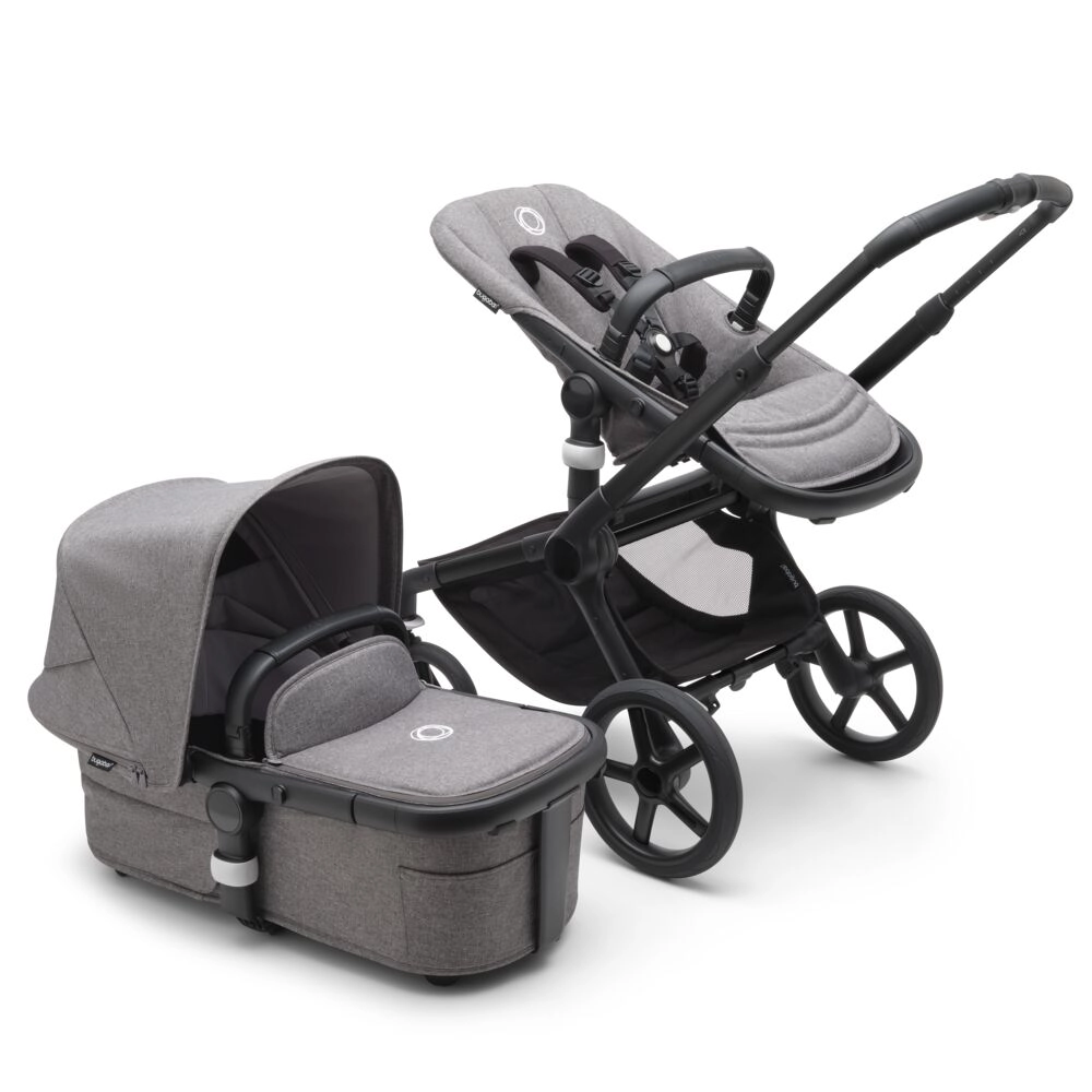 Poussette Bugaboo Fox 5 - Châssis Noir + Nacelle - Gris Chiné