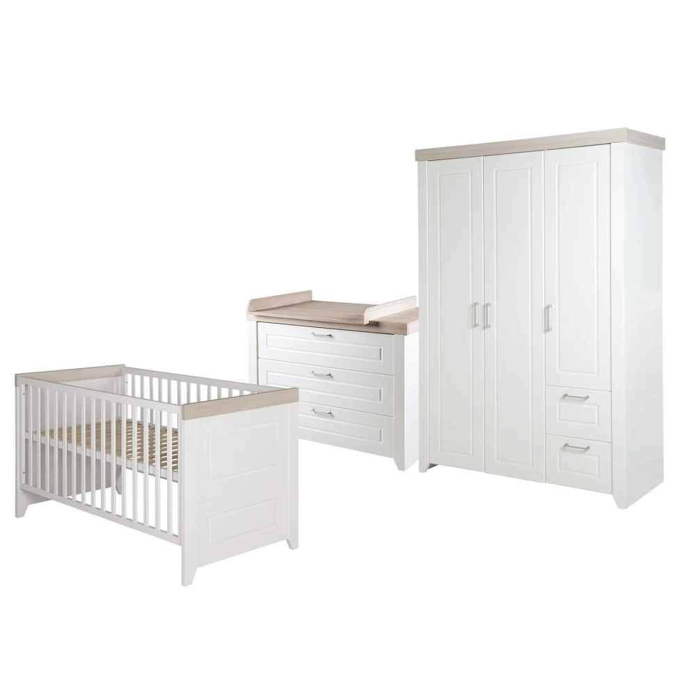 Chambre Roba Felicia (Commode 3 Tiroirs) - Blanc / Luna elm