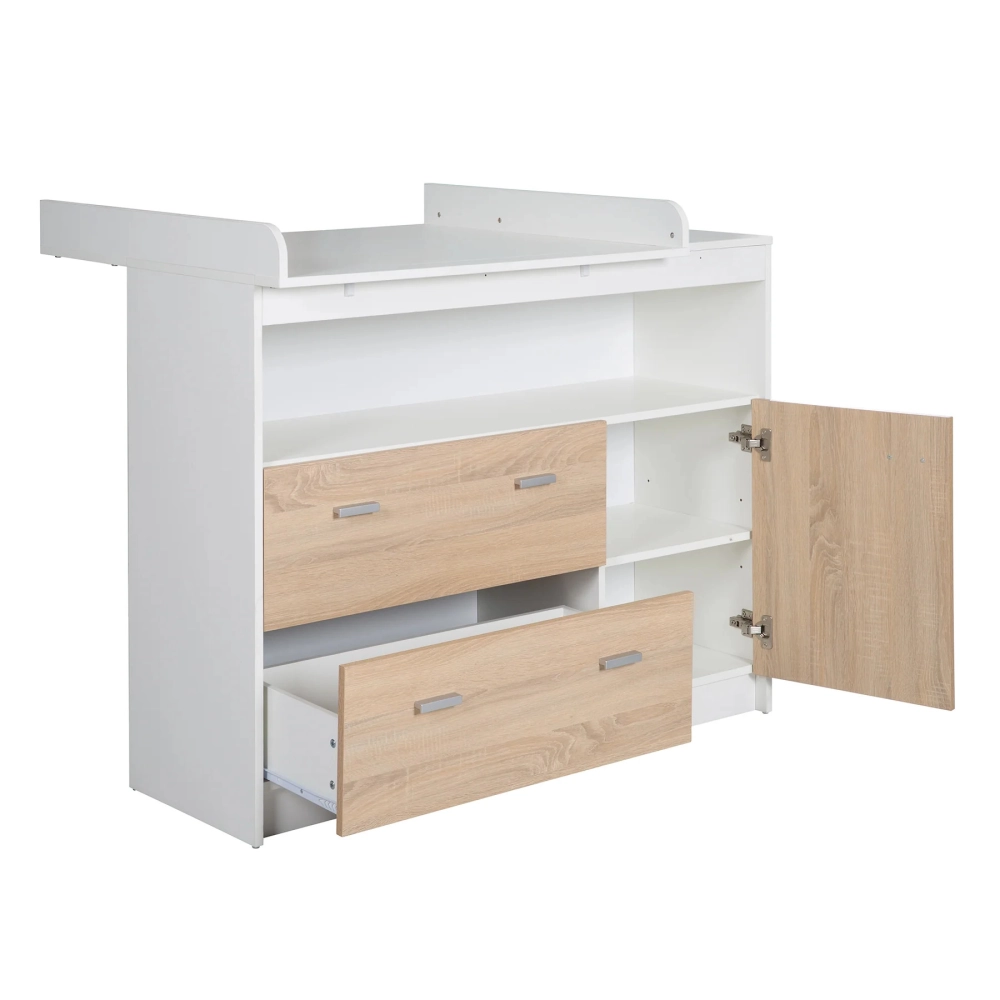 Chambre Roba Gabriella (Commode Large) - Blanc / Bois