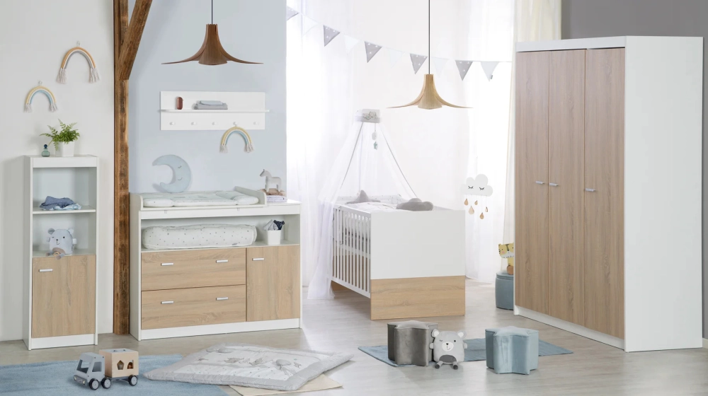 Chambre Roba Gabriella (Commode Large) - Blanc / Bois