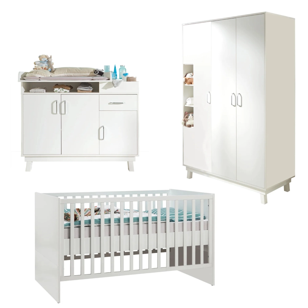 Chambre Roba Nordic Weiss (Armoire 3 Portes) - Blanc