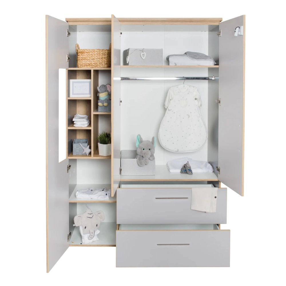 Chambre Roba Tobi - Gris clair / Bois