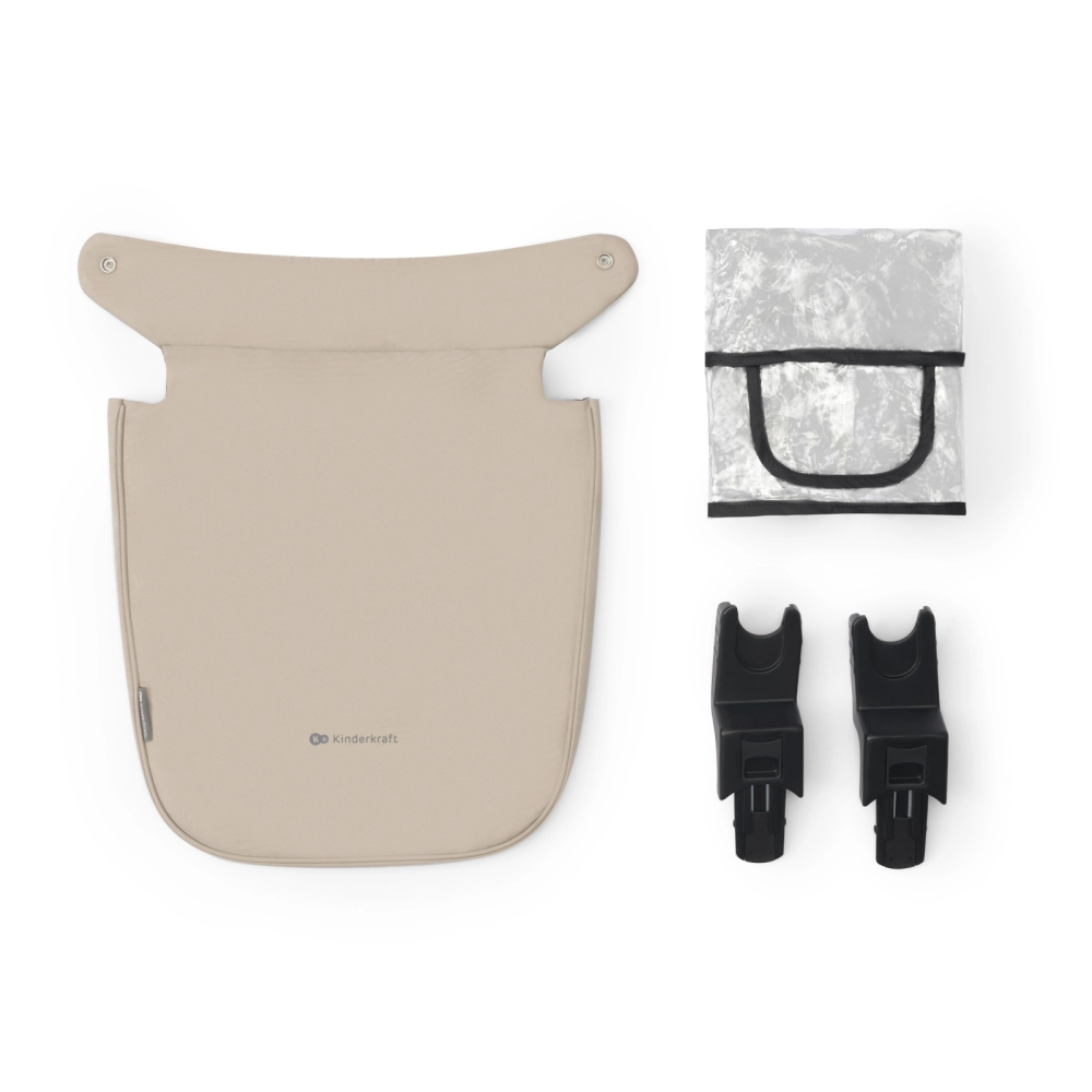 Poussette Kinderkraft Newly + Nacelle + Coque Auto Mink Pro - Sand Beige