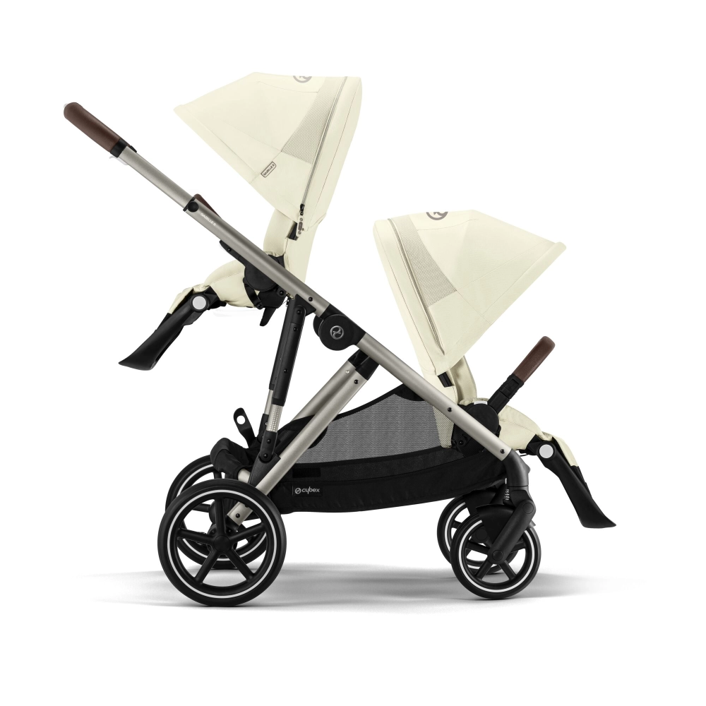 Poussette Double Cybex Gazelle S2 TPE - Seashell Beige + 2 Coques Auto Cloud G i-Size - Magic Black