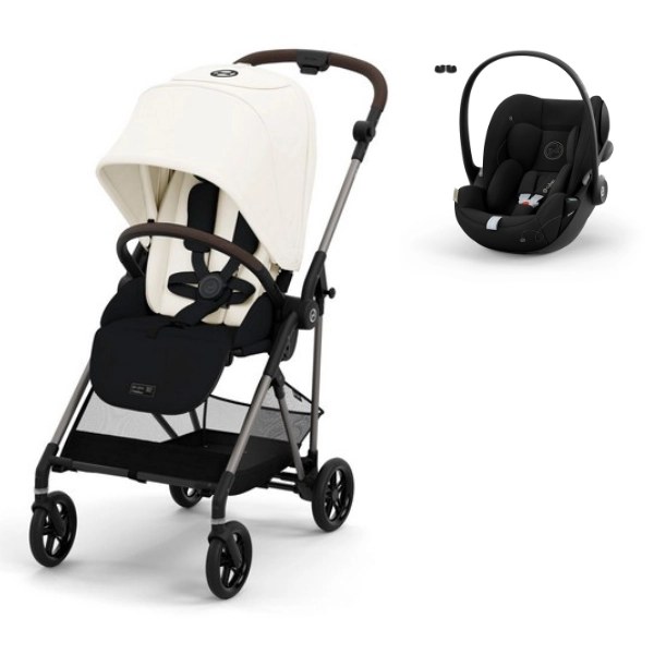 Poussette Cybex Melio 4 TPE- Canvas White + Coque Auto Cloud G i-Size - Magic Black