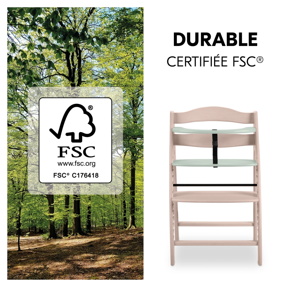 Chaise Haute Hauck Arketa - Beech Whitewashed Mint