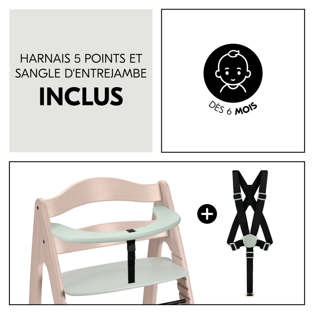 Chaise Haute Hauck Arketa - Beech Whitewashed Mint