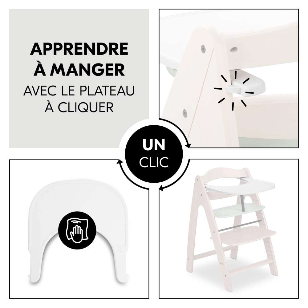 Chaise Haute Hauck Arketa - Beech Whitewashed Mint