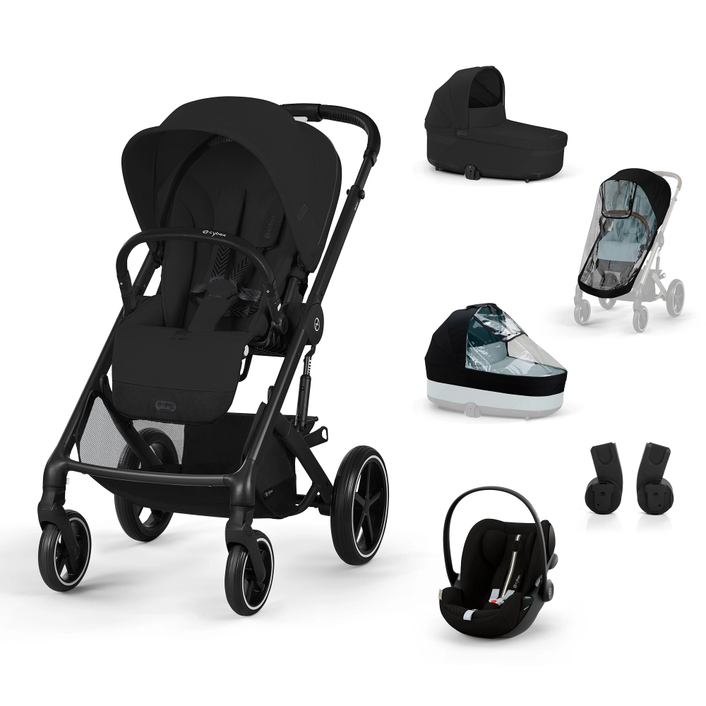 Poussette Cybex Balios S Lux 2 BLK - Moon Black + Nacelle Cot S Lux + Coque Auto Cloud G i-Size - Moon Black (Plus) + Accessoires Offerts