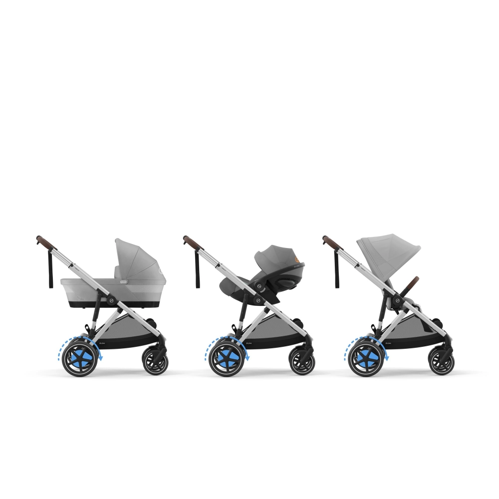 Poussette Double Cybex eGazelle S SLV + 2 Nacelles Gazelle Cot - Stone Grey