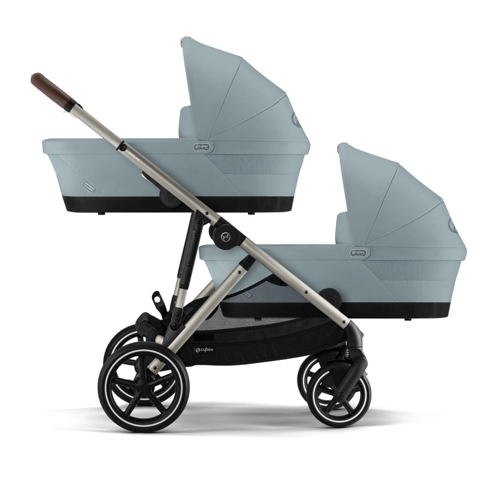 Poussette Double Cybex eGazelle S TPE + 2 Nacelles Gazelle Cot - Stormy Blue