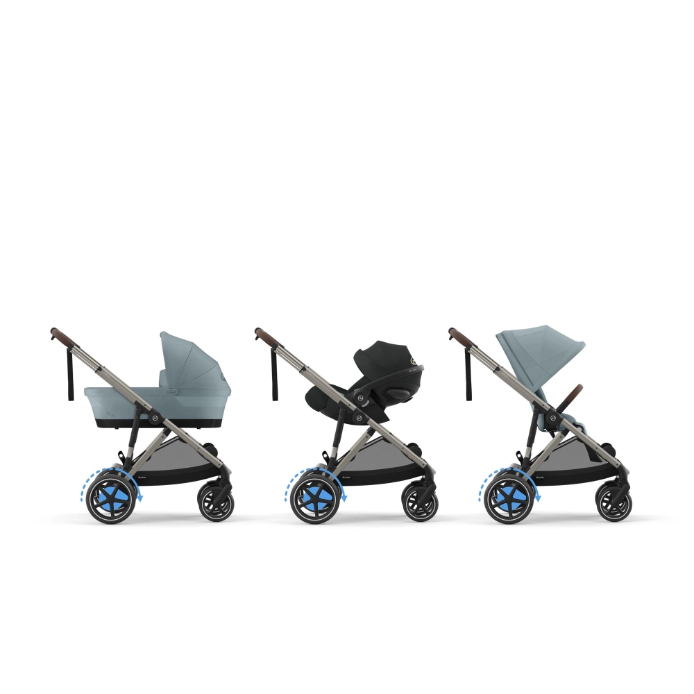 Poussette Double Cybex eGazelle S TPE + 2 Nacelles Gazelle Cot - Stormy Blue