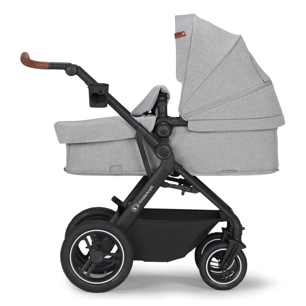 Poussette Kinderkraft B-Tour + Nacelle + Coque Auto Mink Pro - Light Grey