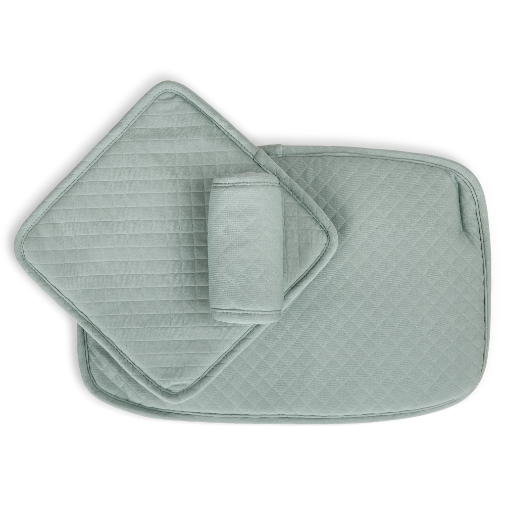 Set All in One Moji Chaise-Haute Yippy - Stone + Assise Nouveau-Né - Mint + Accessoires