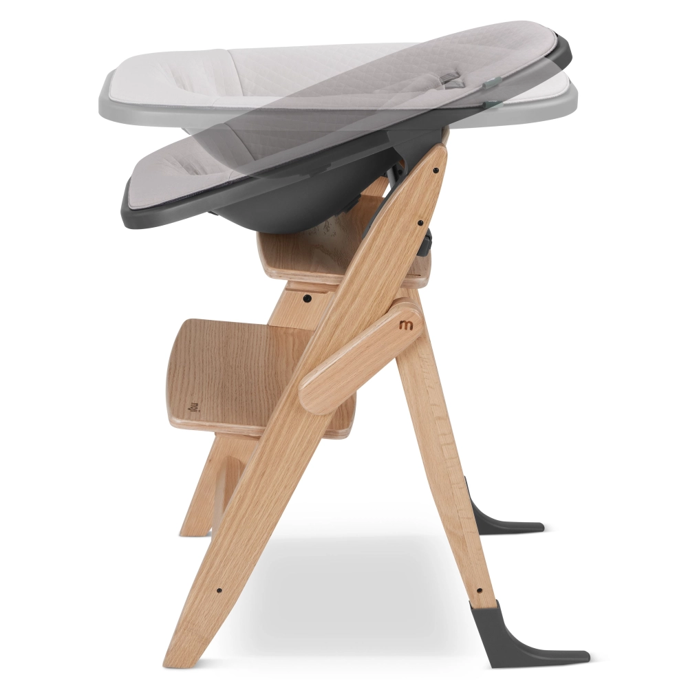 Set All in One Moji Chaise-Haute Yippy - Cloud + Assise Nouveau-Né - Birch + Accessoires